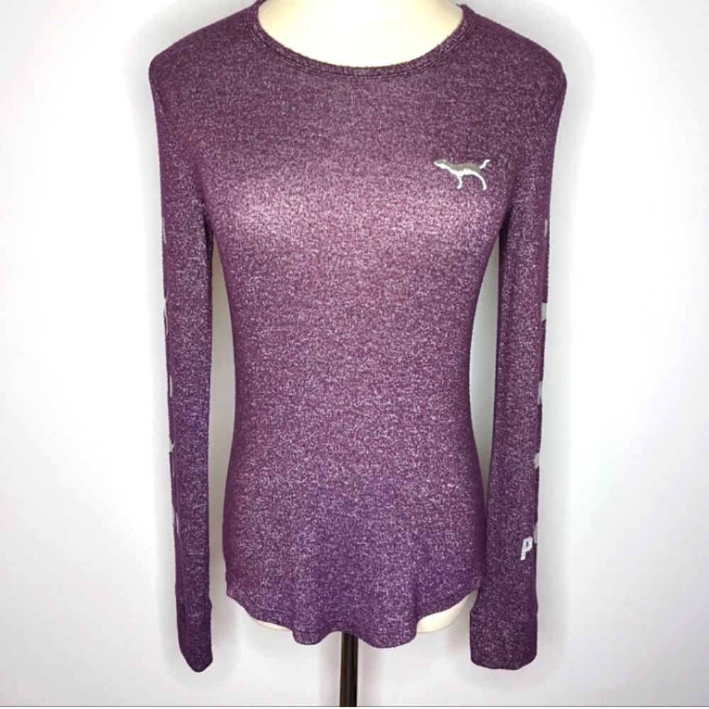 PINK VICTORIA’S SECRET Purple Long Sleeve Sleepwear Shirt Small Graphic Logo